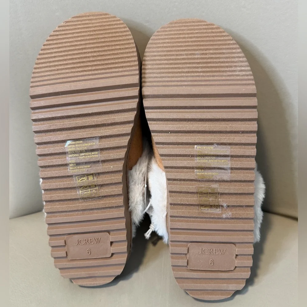 New with Tags! J. Crew Sueded Scuff Slippers in Desert Khaki. Size 6.